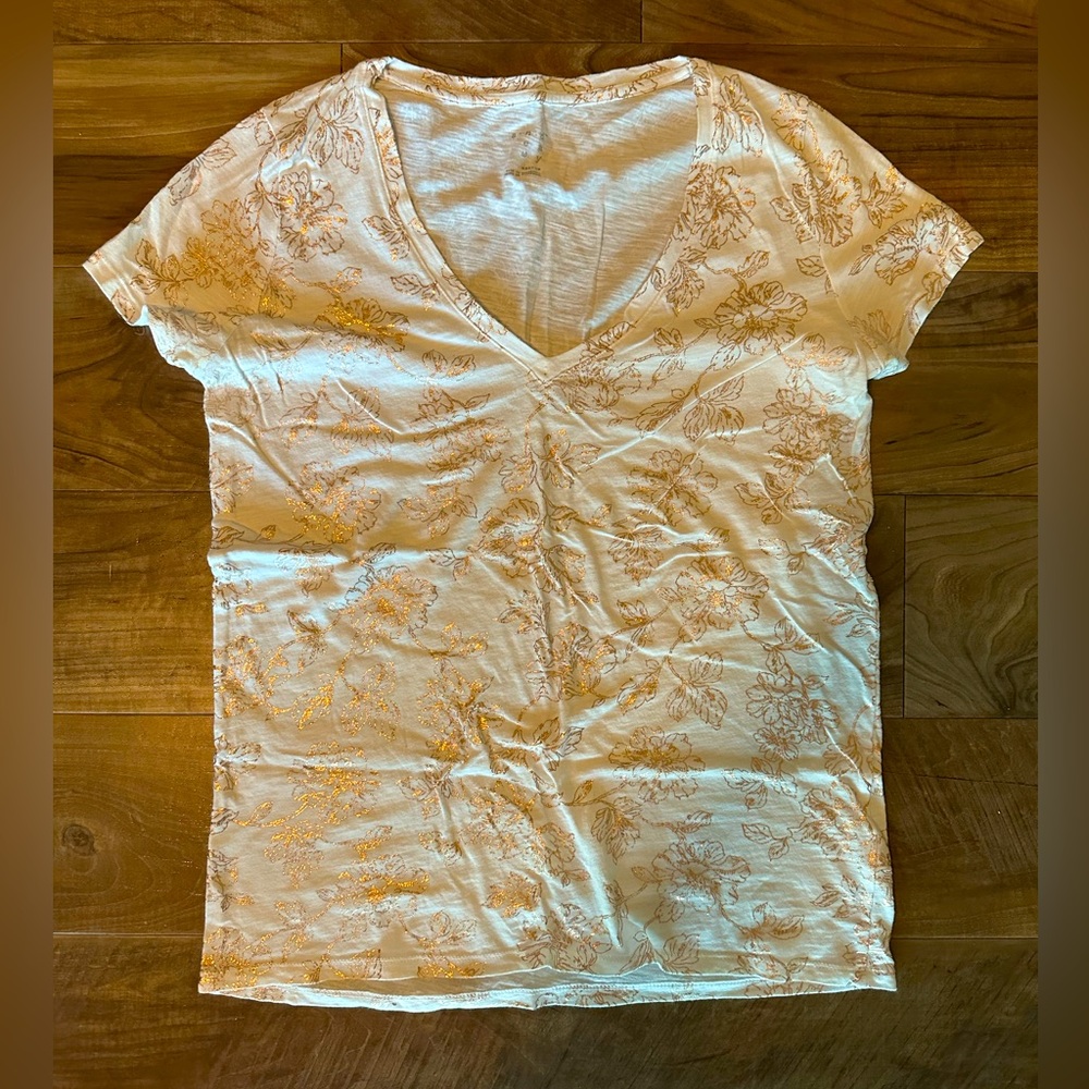 a new day Golden Floral V-neck Tee